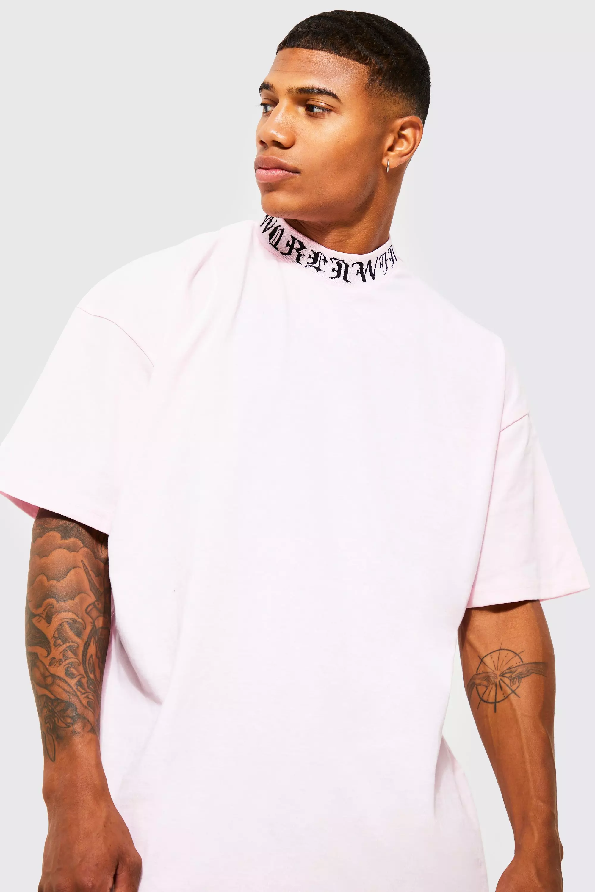 Oversized Gothic Man Rib Neck T shirt